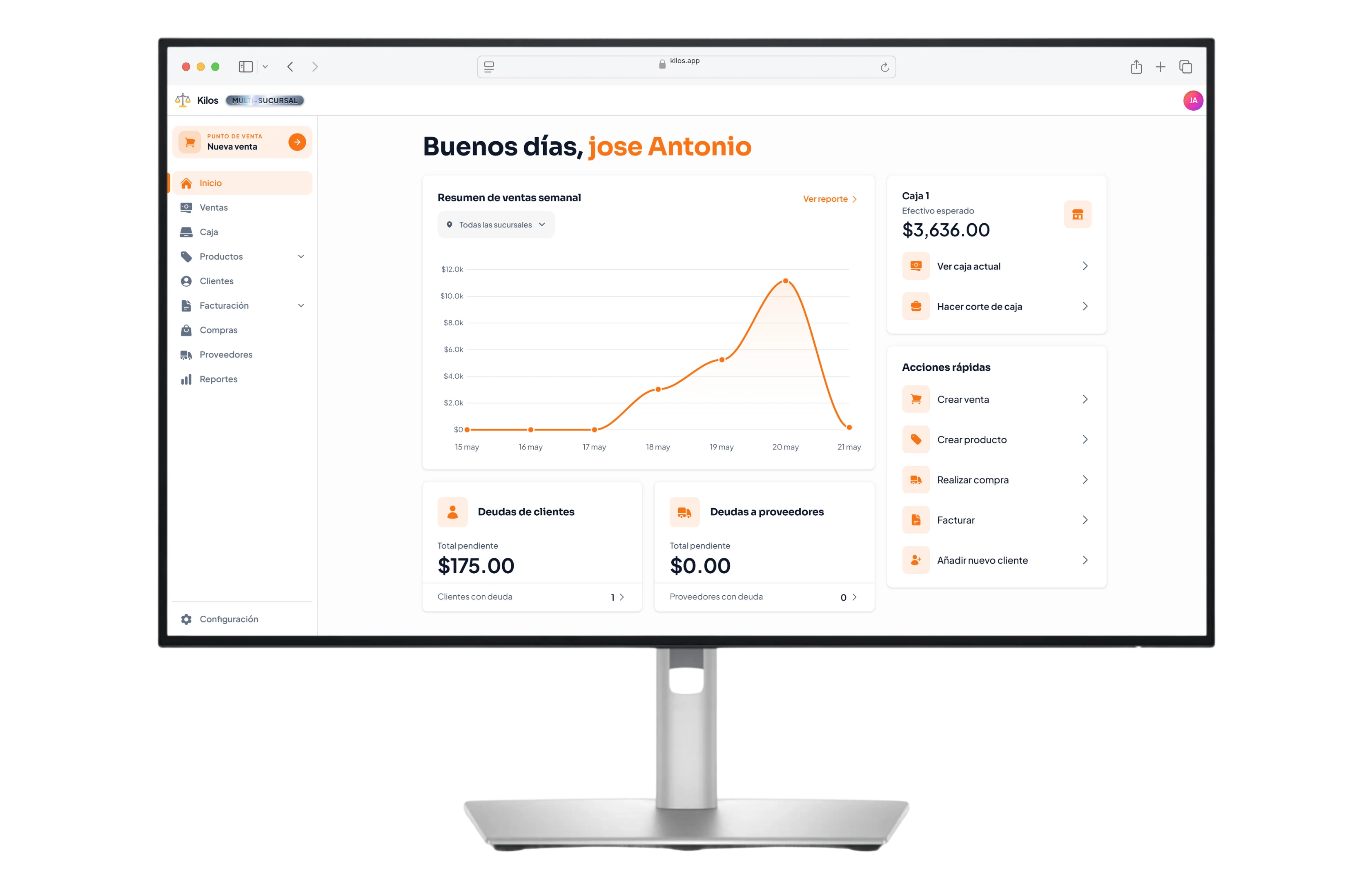 Kilos — Dashboard en escritorio